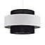 ValueLights Modern Cylinder Ceiling Pendant Light Shade In Black And Grey Herringbone Finish