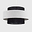 ValueLights Modern Cylinder Ceiling Pendant Light Shade In Black And Grey Herringbone Finish