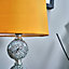 ValueLights Modern Decorative Chrome And Mosaic Crackle Glass Table Lamp With Mustard Shade
