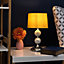 ValueLights Modern Decorative Chrome And Mosaic Crackle Glass Table Lamp With Mustard Shade