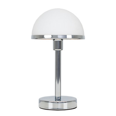 ValueLights Modern Designer Style Brushed Chrome And White Glass Table Lamp