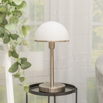 ValueLights Modern Designer Style Brushed Chrome And White Glass Table Lamp