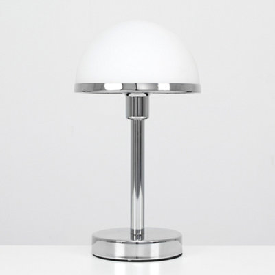 ValueLights Modern Designer Style Brushed Chrome And White Glass Table Lamp