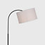 ValueLights Modern Designer Style Dark Grey Curved Stem Floor Lamp With Grey Drum Shade