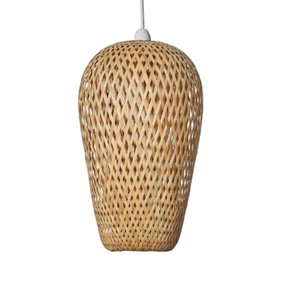 ValueLights Modern Easy Fit Natural Bamboo Lattice Design Oblong Ceiling Pendant Light Shade