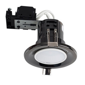 ValueLights Modern Fire Rated Black Chrome GU10 Recessed Ceiling Downlight/Spotlight - Includes 5w LED Bulb 3000K Warm White