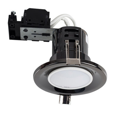 ValueLights Modern Fire Rated Black Chrome GU10 Recessed Ceiling Downlight Spotlight