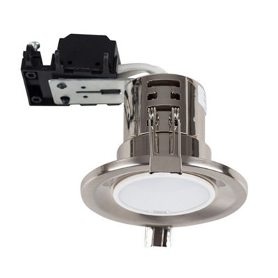 ValueLights Modern Fire Rated Brushed Chrome GU10 Recessed Ceiling Downlight Spotlight