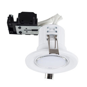 ValueLights Modern Fire Rated Gloss White GU10 Recessed Ceiling Downlight/Spotlight - Includes 5w LED Bulb 3000K Warm White