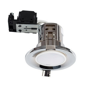 ValueLights Modern Fire Rated Polished Chrome GU10 Recessed Ceiling Downlight/Spotlight - Includes 5w LED Bulb 3000K Warm White