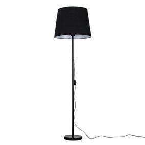 ValueLights Modern Floor Lamp In Black Metal Finish With Extra Large Black Light Shade