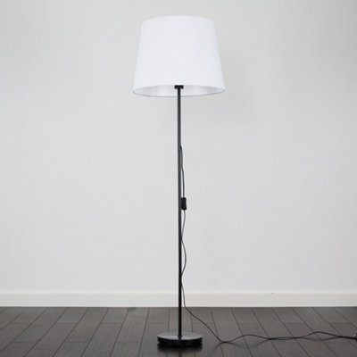 ValueLights Modern Floor Lamp In Black Metal Finish With Extra Large White Light Shade