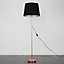 ValueLights Modern Floor Lamp In Copper Metal Finish With Black Shade