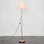ValueLights Modern Floor Lamp In Copper Metal Finish With Pink Shade