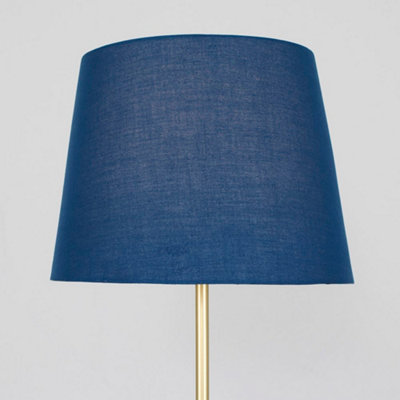 ValueLights Modern Floor Lamp In Gold Metal Finish With Navy Blue Shade