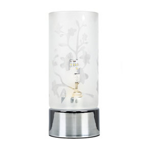 ValueLights Modern Floral Design Glass & Polished Chrome Touch Table Lamp - Includes 3w LED Dimmable G9 Bulb 3000K Warm White