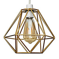 ValueLights Modern Geometric Gold Metal Basket Cage Ceiling Pendant Light Shade