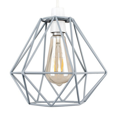 ValueLights Modern Geometric Grey Metal Cage Ceiling Pendant Light Shade