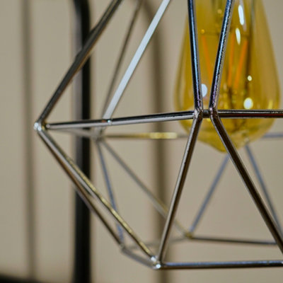ValueLights Modern Geometric Silver Metal Basket Cage Ceiling Pendant Light Shade