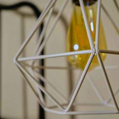 ValueLights Modern Geometric White Metal Basket Cage Ceiling Pendant Light Shade