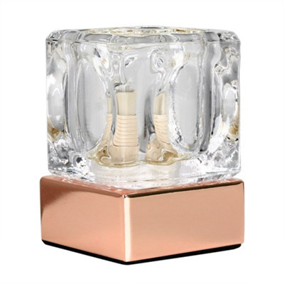 ValueLights Modern Glass Ice Cube Touch Table Lamp With Copper Base