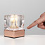 ValueLights Modern Glass Ice Cube Touch Table Lamp With Copper Base