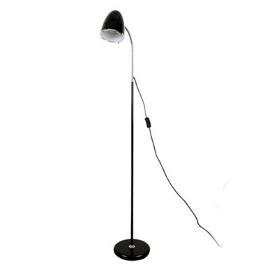 ValueLights Modern Gloss Black And Polished Chrome Metal Adjustable Reading Study Desk Spotlight Floor Lamp