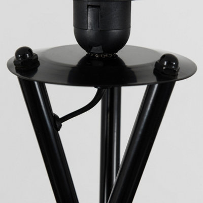 ValueLights Modern Gloss Black Metal Tripod Floor Lamp With Beige Shade