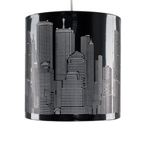 ValueLights Modern Gloss Black New York Skyline Ceiling Pendant Shade
