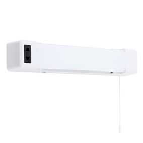 ValueLights Modern Gloss White 5W LED Bathroom Wall Light With Shaver Socket And Pull Switch