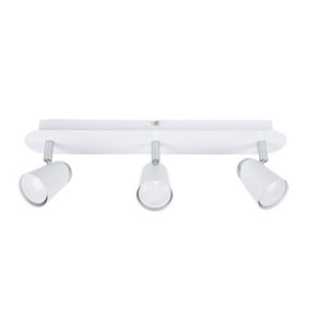 ValueLights Modern Gloss White And Chrome Adjustable 3 Way Ceiling Spotlight