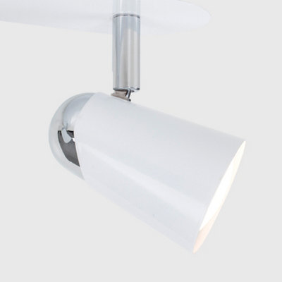 ValueLights Modern Gloss White And Chrome Adjustable 3 Way Ceiling Spotlight