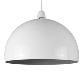 ValueLights Modern Gloss White And Grey Metal Dome Ceiling Pendant Light Shade