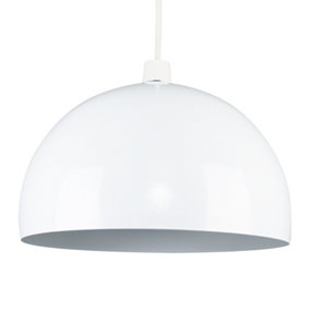 ValueLights Modern Gloss White Metal Dome Ceiling Pendant Light Shade