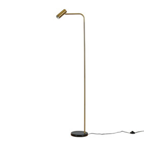 ValueLights Modern Gold GU10 Angled Floor Lamp With Black Marble Base - Includes 5W LED Bulb 3000K Warm White