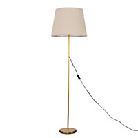 ValueLights Modern Gold Metal Floor Lamp With Beige Shade