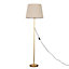 ValueLights Modern Gold Metal Floor Lamp With Beige Shade