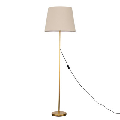 ValueLights Modern Gold Metal Floor Lamp With Beige Shade