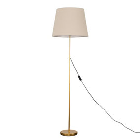 ValueLights Modern Gold Metal Standard Floor Lamp With Beige Tapered Shade - Includes 6w LED Bulb 3000K Warm White