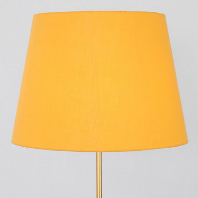 ValueLights Modern Gold Metal Standard Floor Lamp With Mustard Tapered Shade