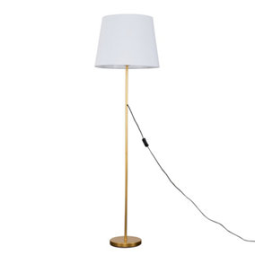 ValueLights Modern Gold Metal Standard Floor Lamp With White Tapered Shade - Includes 6w LED Bulb 3000K Warm White