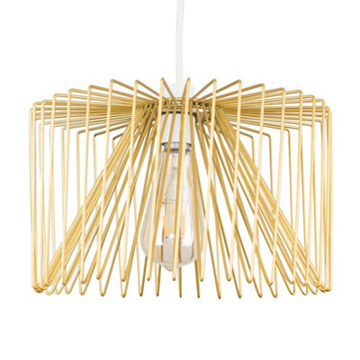 ValueLights Modern Gold Non Electric Metal Wire Design Cylinder Shaped Light Pendant Shade