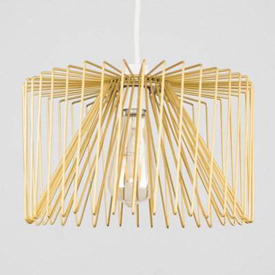 ValueLights Modern Gold Non Electric Metal Wire Design Cylinder Shaped Light Pendant Shade