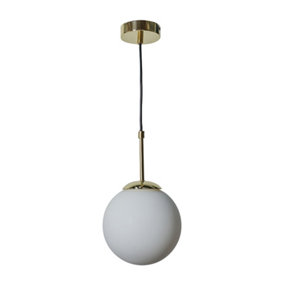 ValueLights Modern Gold & Opal Glass Globe Shade Ceiling Pendant Light Fitting - Includes 4w LED Globe Bulb 3000K Warm White
