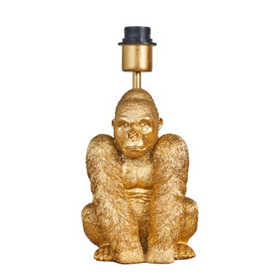 Unique Black Gorilla Design Table Lamp Novelty Gorilla Shape Base Black & Gold | UK