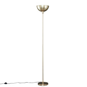 ValueLights Modern Gold Uplighter Floor Lamp With Bowl Shaped Shade - Includes 6w LED GLS Bulb 3000K Warm White