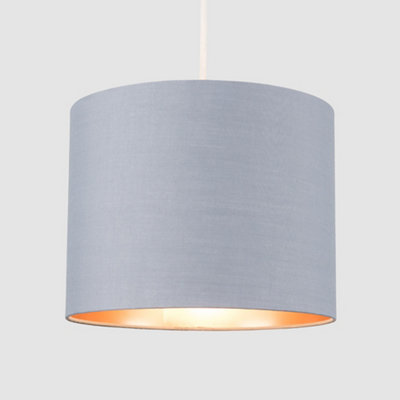 ValueLights Modern Grey And Copper Pendant Ceiling Table Lamp Drum Light Shade