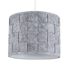 ValueLights Modern Grey Felt Weave Design Cylinder Ceiling Pendant Drum Light Shade