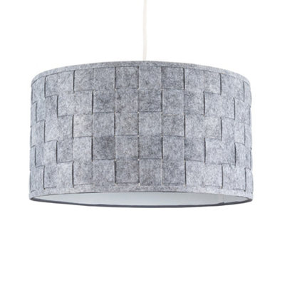 ValueLights Modern Grey Felt Weave Design Cylinder Ceiling Pendant Drum Light Shade