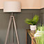 ValueLights Modern Grey Wood Tripod Design Floor Lamp Base with Storage Shelf